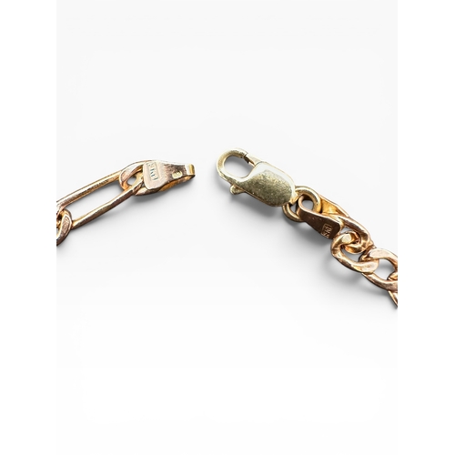 43 - Nine Carat Rose Gold Figaro Link Bracelet. 7