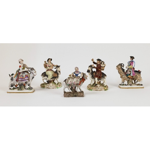 11 - Two pairs of porcelain figures, 19th century, depicting Count Bruhl's tailor and his wife and the We... 