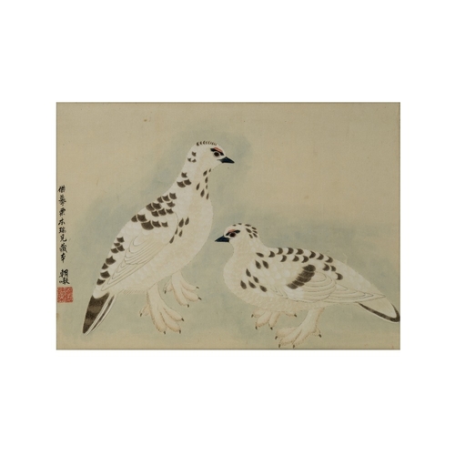 76 - Three Japanese paintings of birds and fishes, Meiji period, comprising an ink and colour on paper pa... 