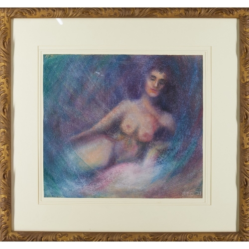 1048 - European school, 
active 1939 - 

Female nude, 1939; 

pastel on paper, signed and dated lower left ... 