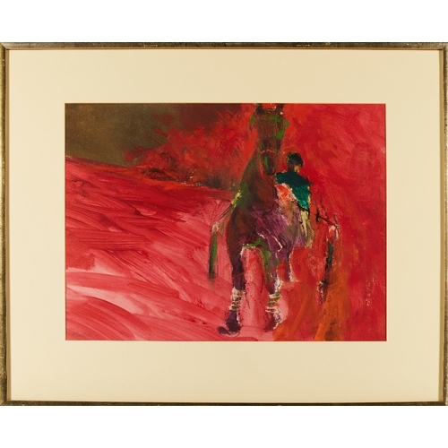 1050 - Tom Nash, 
British 1913-2013 - 

Ride Red Edge; 

acrylic on paper, signed lower left 'Tom Nash' and... 