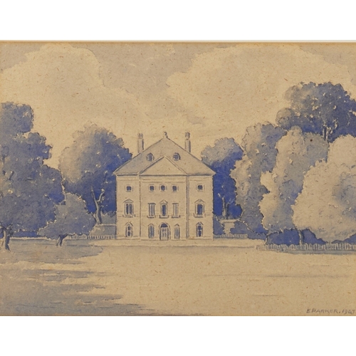 1060 - E. Parker, 
British active 1947 - 

Stately home, 1947; 

ink on paper, signed and dated lower right... 