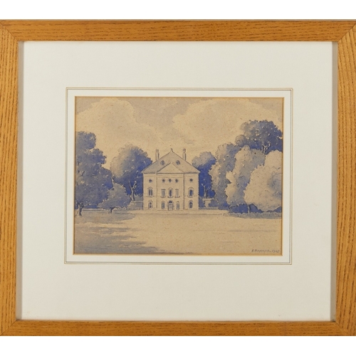 1060 - E. Parker, 
British active 1947 - 

Stately home, 1947; 

ink on paper, signed and dated lower right... 