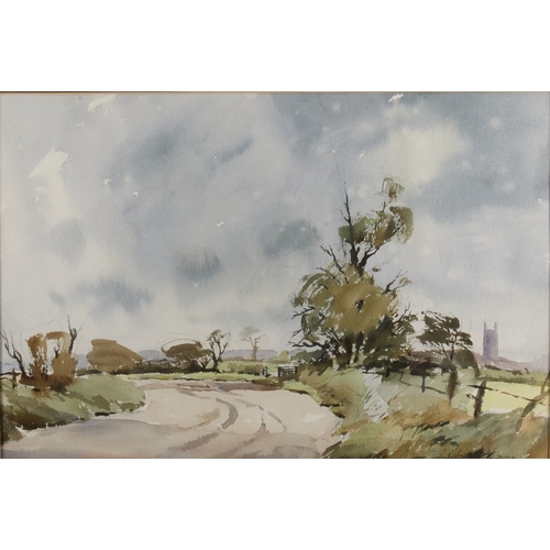 1061 - Chris Robinson, 
British 20th century - 

Cotswold Country Road; 

watercolour on paper, signed 'C. ... 