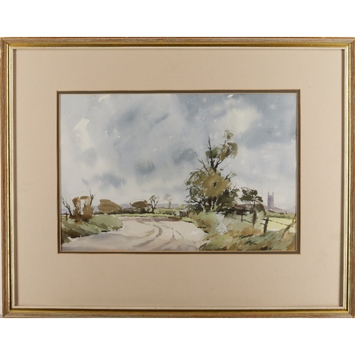 1061 - Chris Robinson, 
British 20th century - 

Cotswold Country Road; 

watercolour on paper, signed 'C. ... 