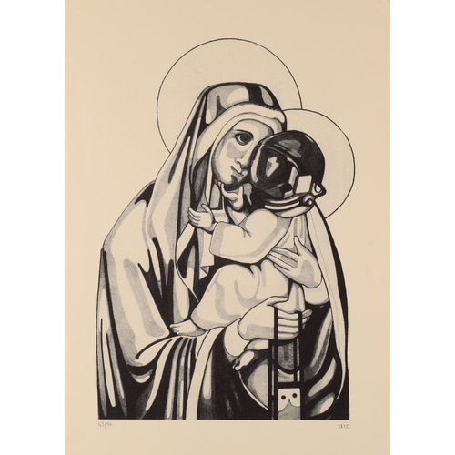 1277 - Andrew Ingram, 
British, 21st Century- 

Mary and Space Child; 

monochrome screenprint on wove, 
si... 