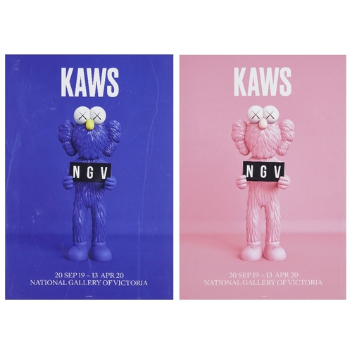 1295 - After KAWS, 
American b.1974- 

National Gallery of Victoria posters, (Blue and Pink), 2019; 

two d... 