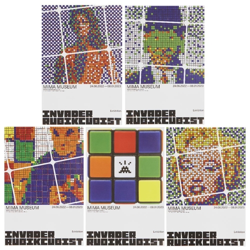 1297 - Invader,
French b.1969-

Invader Rubikcubist, 2023;

five offset lithographs in colour on wove,
prod... 