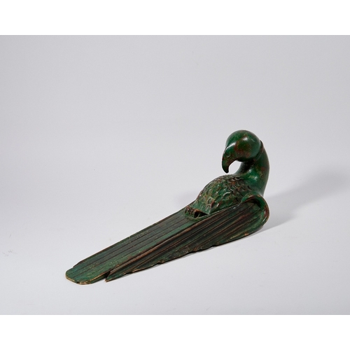 37 - A large carved wall-hanging sculpture of a macaw, probably 20th century, unsigned, modelled with a s... 