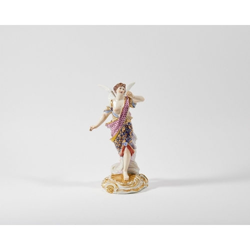 5 - A Derby style figure of fame, 20th century, pseudo-Derby mark to underside, the winged figure clothe... 