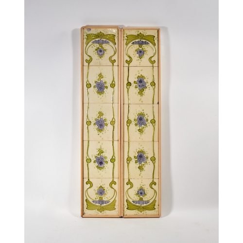 9 - Nine framed sets of Victorian and Art Nouveau fireplace tiles, early 20th century, to include a set ... 
