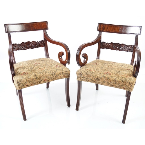 1257 - REGENCY MAHOGANY & UPHOLSTERED LIBRARY CHAIR REGENCY MAHOGANY & UPHOLSTERED LIBRARY CHAIR