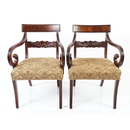 1257 - REGENCY MAHOGANY & UPHOLSTERED LIBRARY CHAIR REGENCY MAHOGANY & UPHOLSTERED LIBRARY CHAIR