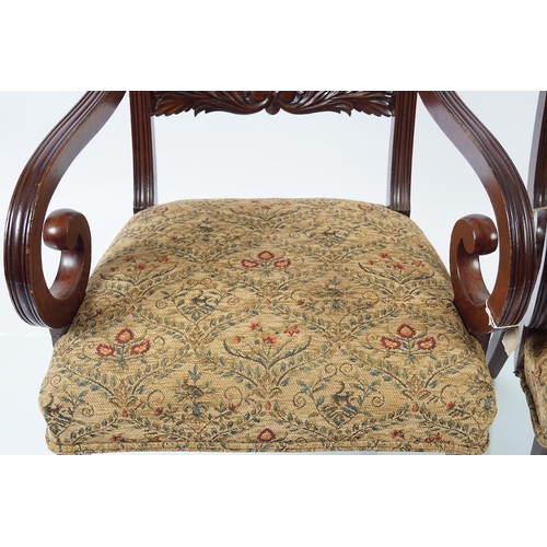 1257 - REGENCY MAHOGANY & UPHOLSTERED LIBRARY CHAIR REGENCY MAHOGANY & UPHOLSTERED LIBRARY CHAIR