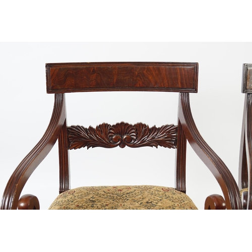 1257 - REGENCY MAHOGANY & UPHOLSTERED LIBRARY CHAIR REGENCY MAHOGANY & UPHOLSTERED LIBRARY CHAIR