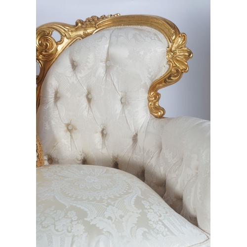 112 - ROCOCO CARVED AND PARCEL GILT SETTEE