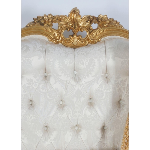 112 - ROCOCO CARVED AND PARCEL GILT SETTEE