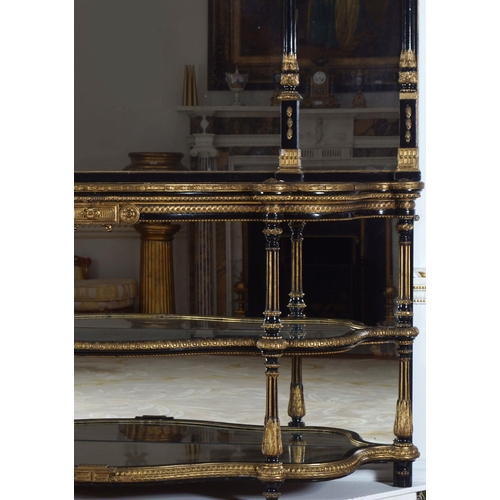 126 - 19TH-CENTURY EBONY & PARCEL GILT CONSOLE & MIRROR