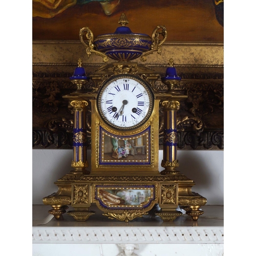 132 - 19TH-CENTURY PORCELAIN AND GILDED CLOCK SET