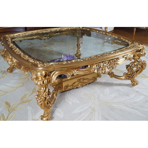 136 - ROCOCCO CARVED GILTWOOD COFFEE TABLE