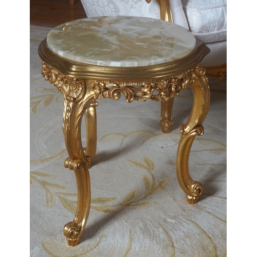 137 - PAIR OF CARVED GILTWOOD LAMP TABLES