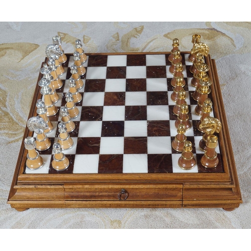 140 - SILVER GILT AND GILDED CHESS SET