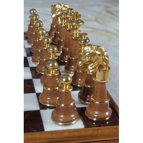 140 - SILVER GILT AND GILDED CHESS SET