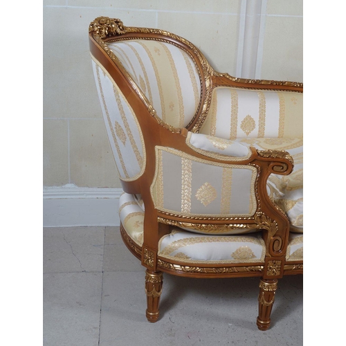 145 - LOUIS XVI STYLE PARCEL GILT CHAISE LONGUE