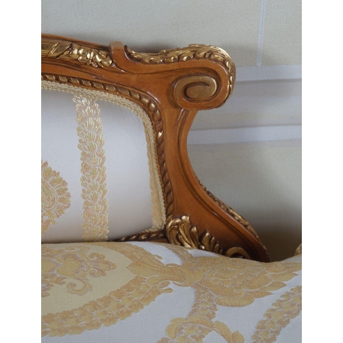 145 - LOUIS XVI STYLE PARCEL GILT CHAISE LONGUE