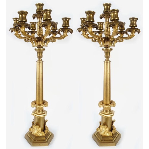 157 - PAIR OF EMPIRE ORMOLU CANDELABRAS