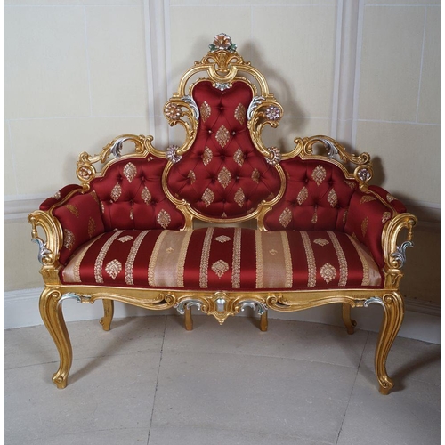 168 - ARMORIAL CARVED GILTWOOD SETTEE