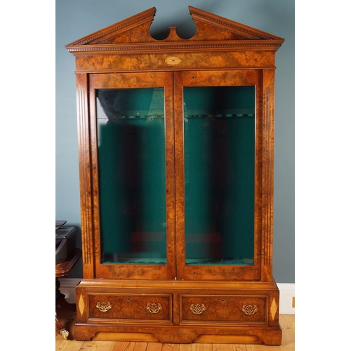 169 - WALNUT AND SATINWOOD INLAID GUN CABINET