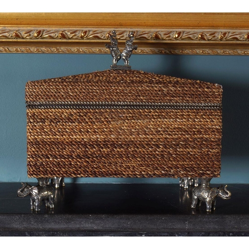 170 - INDIAN RATTAN AND METAL BOUND CASKET