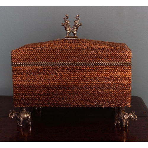 170 - INDIAN RATTAN AND METAL BOUND CASKET