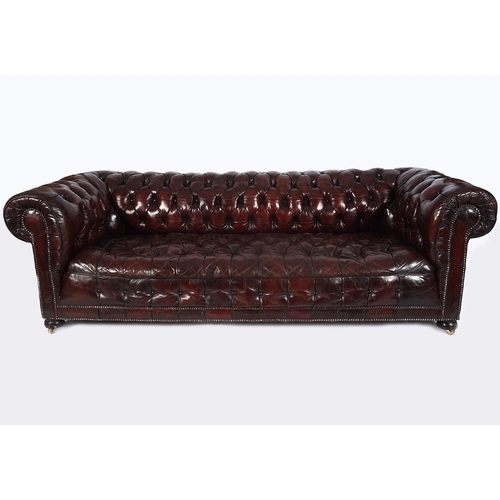 175 - LARGE HIDE UPHOLSTERED CHESTERFIELD