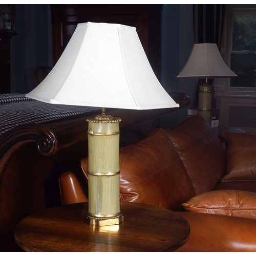 2 - PAIR OF FAUX-BAMBOO TABLE LAMPS