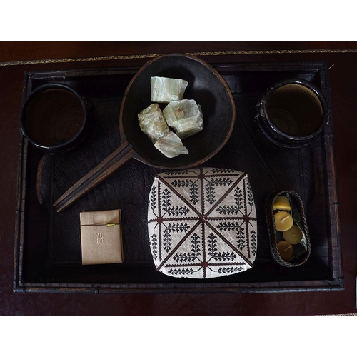 20 - CHINESE BAMBOO TRAY AND ITEMS