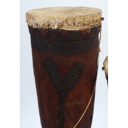 202 - TWO AFRICAN TRIBAL DRUMS