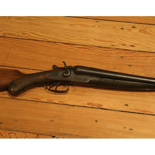 208 - 19TH-CENTURY DOUBLE BARREL SPORTING SHOTGUN