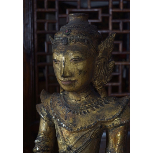 22 - SINO-TIBETAN CARVED GILTWOOD BUDDHA