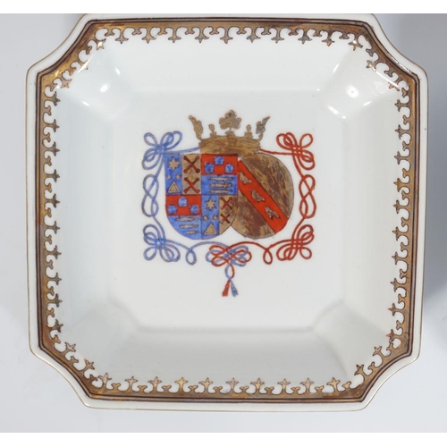 246 - GROUP OF FIVE ARMORIAL POLYCHROME DISHES