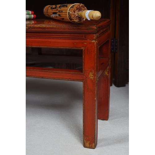 26 - CHINESE LACQUERED HARDWOOD STOOL