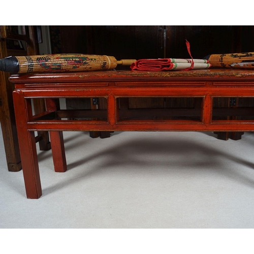 26 - CHINESE LACQUERED HARDWOOD STOOL