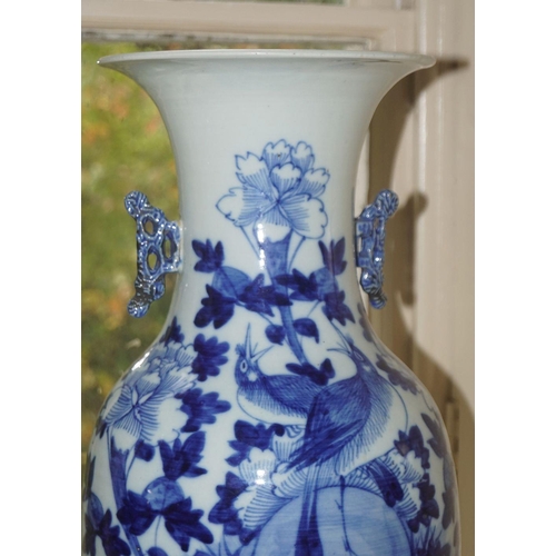 27 - PAIR OF LARGE CHINESE BLUE AND WHITE VASES