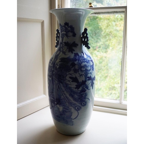 27 - PAIR OF LARGE CHINESE BLUE AND WHITE VASES