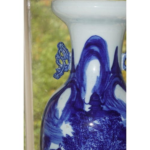 28 - PAIR OF LARGE CHINESE BLUE AND WHITE VASES