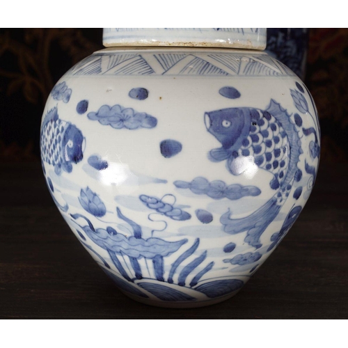 30 - CHINESE BLUE AND WHITE GINGER JAR