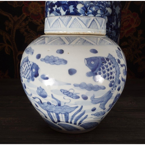 30 - CHINESE BLUE AND WHITE GINGER JAR