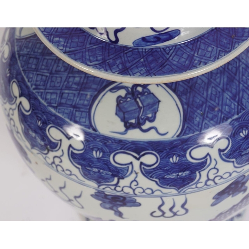 319 - LARGE CHINESE BLUE AND WHITE JAR AND COVER