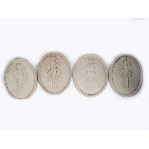 344 - SET OF FOUR NEOCLASSICAL OVAL PLASTER PLAQUES